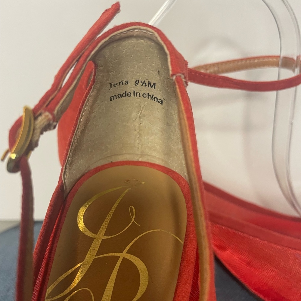 J. Renee Jena Mesh Ankle Strap Dress Pump in color Red in a size 9 1/2 - Picture 8 of 14